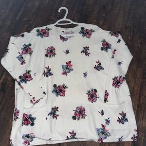 Staccato Floral Print Sweatshirt - Cream and Pink